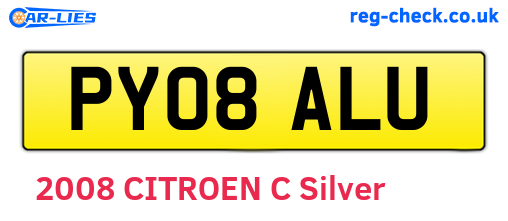PY08ALU are the vehicle registration plates.
