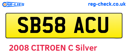 SB58ACU are the vehicle registration plates.