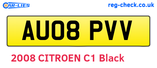 AU08PVV are the vehicle registration plates.
