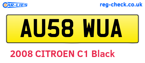 AU58WUA are the vehicle registration plates.