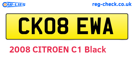 CK08EWA are the vehicle registration plates.