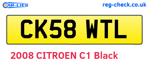 CK58WTL are the vehicle registration plates.