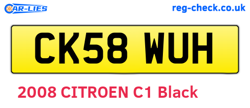 CK58WUH are the vehicle registration plates.
