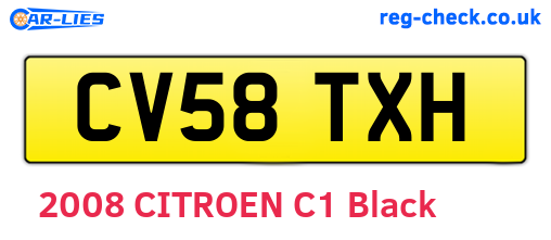 CV58TXH are the vehicle registration plates.
