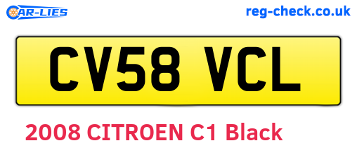 CV58VCL are the vehicle registration plates.