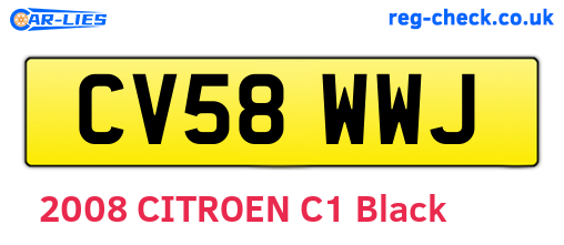 CV58WWJ are the vehicle registration plates.