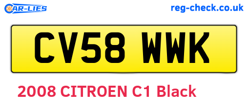 CV58WWK are the vehicle registration plates.