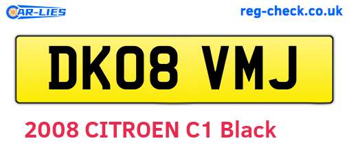 DK08VMJ are the vehicle registration plates.