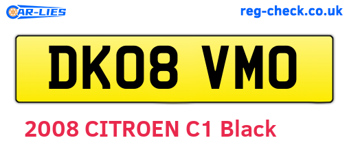 DK08VMO are the vehicle registration plates.