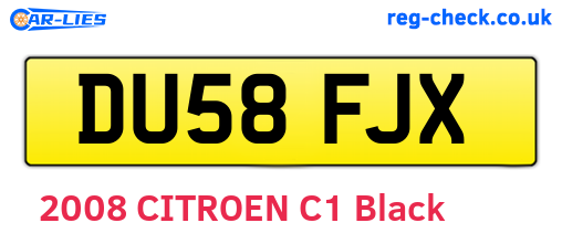 DU58FJX are the vehicle registration plates.