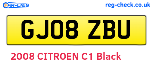 GJ08ZBU are the vehicle registration plates.