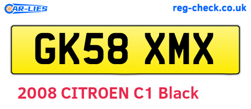 GK58XMX are the vehicle registration plates.