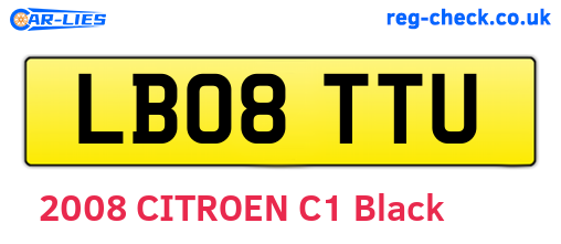 LB08TTU are the vehicle registration plates.