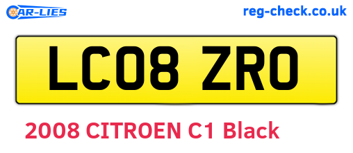 LC08ZRO are the vehicle registration plates.
