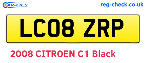 LC08ZRP are the vehicle registration plates.