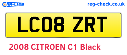LC08ZRT are the vehicle registration plates.