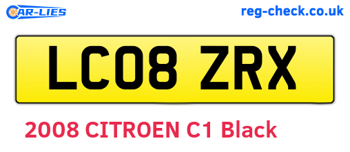 LC08ZRX are the vehicle registration plates.