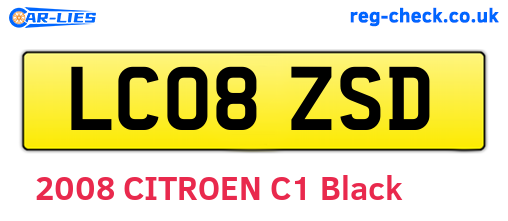 LC08ZSD are the vehicle registration plates.