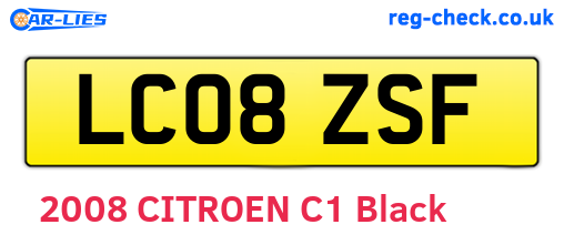 LC08ZSF are the vehicle registration plates.