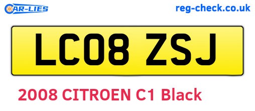 LC08ZSJ are the vehicle registration plates.