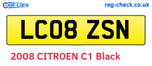 LC08ZSN are the vehicle registration plates.