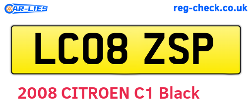 LC08ZSP are the vehicle registration plates.