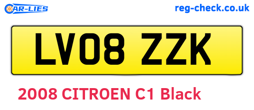 LV08ZZK are the vehicle registration plates.