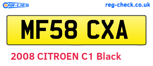 MF58CXA are the vehicle registration plates.
