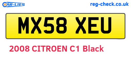 MX58XEU are the vehicle registration plates.
