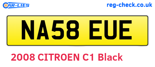 NA58EUE are the vehicle registration plates.