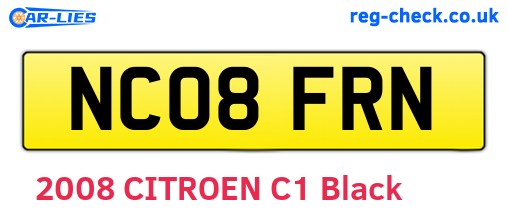 NC08FRN are the vehicle registration plates.