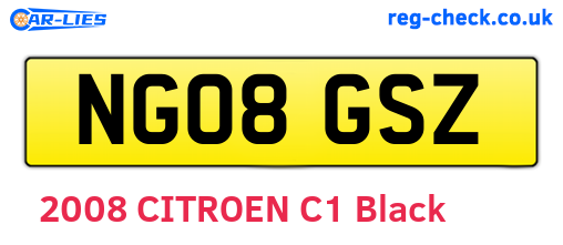 NG08GSZ are the vehicle registration plates.