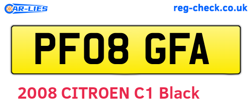 PF08GFA are the vehicle registration plates.