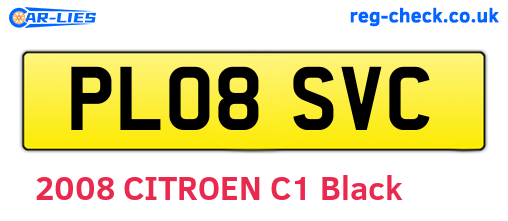 PL08SVC are the vehicle registration plates.
