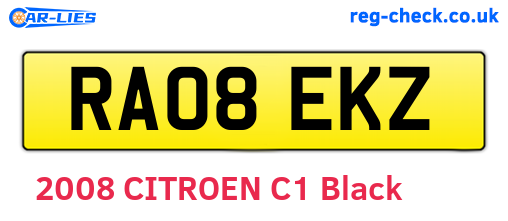 RA08EKZ are the vehicle registration plates.
