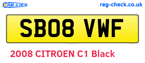 SB08VWF are the vehicle registration plates.