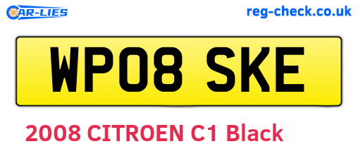 WP08SKE are the vehicle registration plates.
