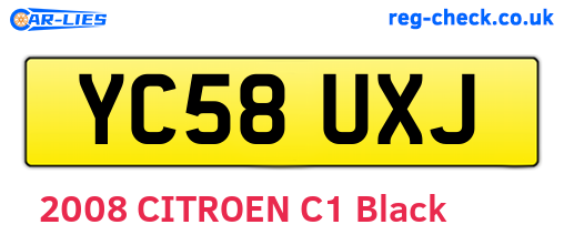 YC58UXJ are the vehicle registration plates.