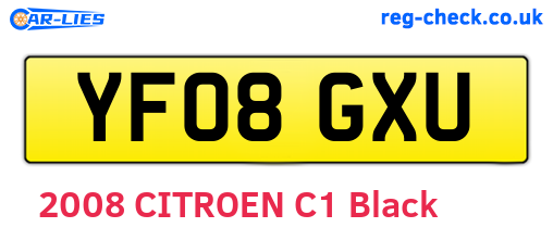 YF08GXU are the vehicle registration plates.