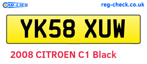 YK58XUW are the vehicle registration plates.