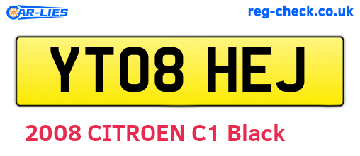 YT08HEJ are the vehicle registration plates.