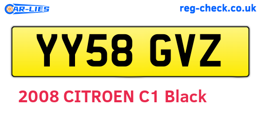YY58GVZ are the vehicle registration plates.