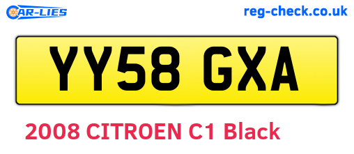 YY58GXA are the vehicle registration plates.