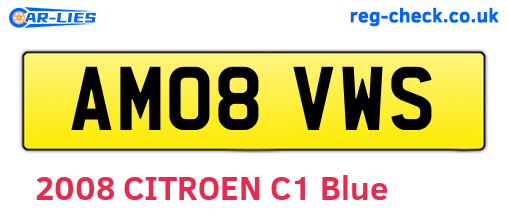 AM08VWS are the vehicle registration plates.