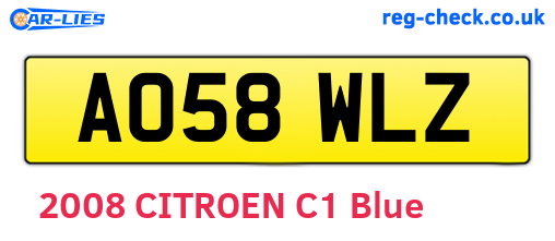 AO58WLZ are the vehicle registration plates.