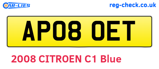 AP08OET are the vehicle registration plates.