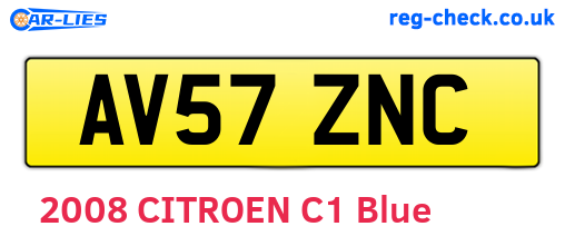 AV57ZNC are the vehicle registration plates.