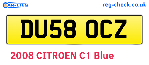 DU58OCZ are the vehicle registration plates.