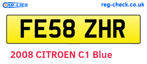 FE58ZHR are the vehicle registration plates.