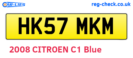 HK57MKM are the vehicle registration plates.